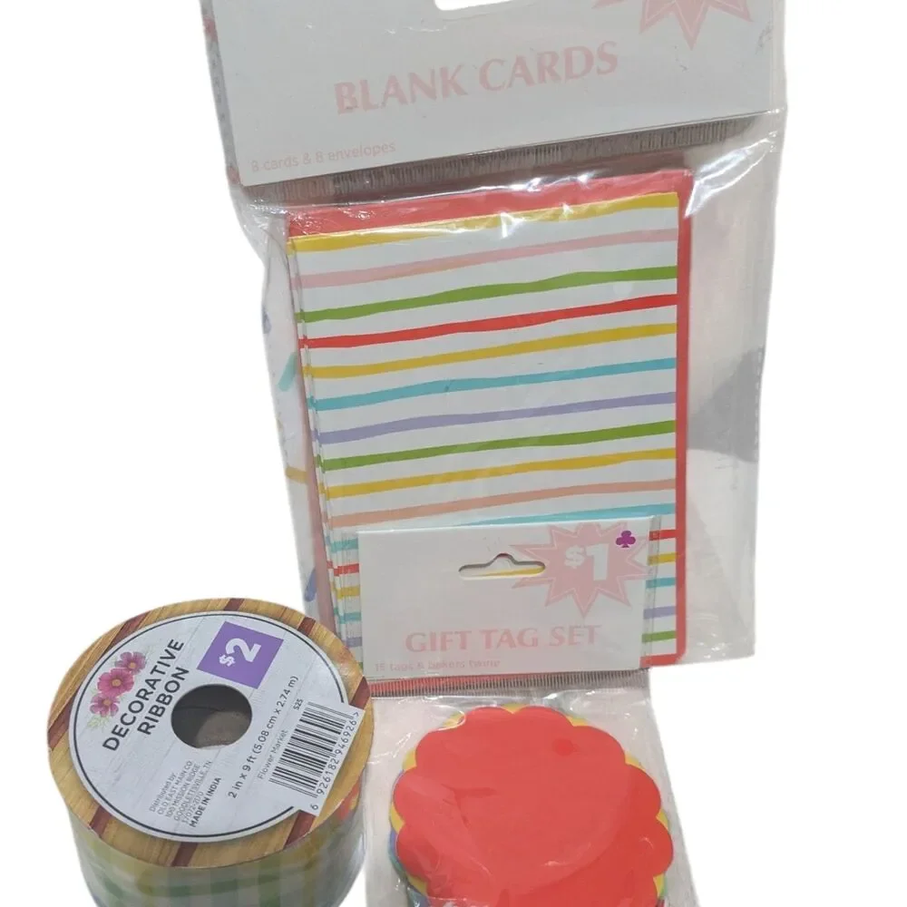 Bright Party Gift Wrap Bundle Set Cards Tags Ribbon Decor Sign “Life is Sweet”